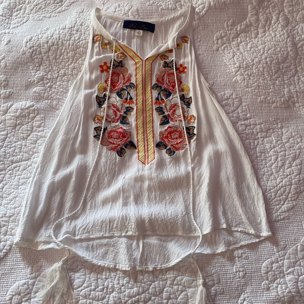 White Embroidered Tank